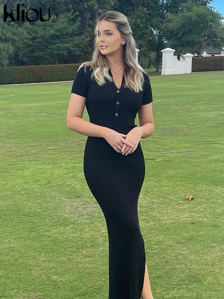 Elegant Collar Side Slit Dress