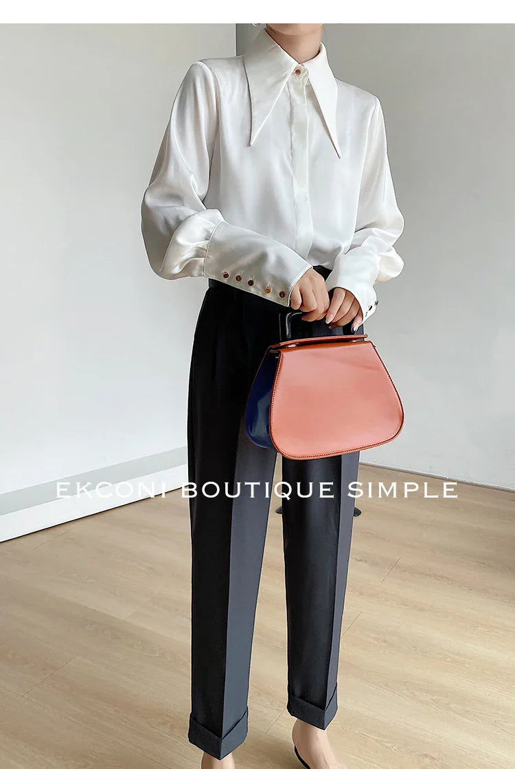 Elegant Satin Office Casual Shirt