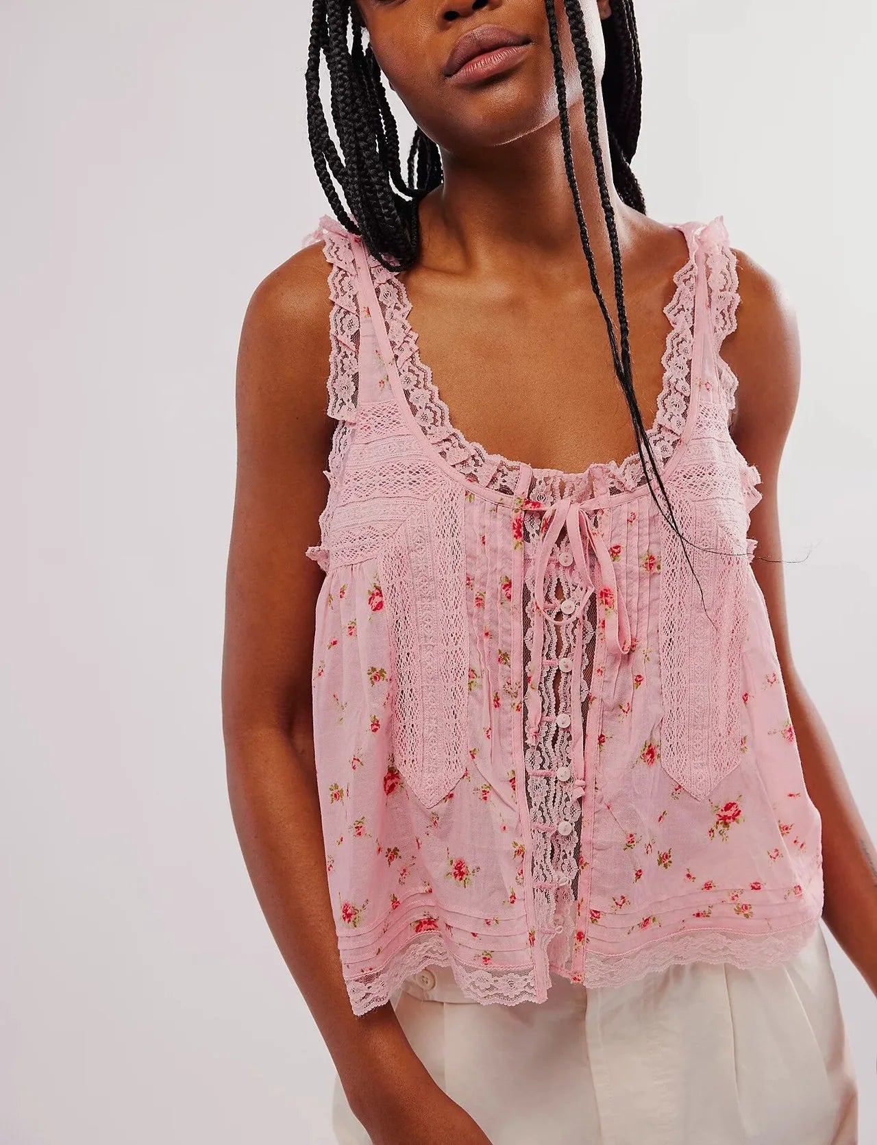 Sleeveless Tank Tops for Women Blouses Summer Boho Beach Wear 100%Cotton Splicing Lace Shirts Loose Casual Ladies Blusas Camis