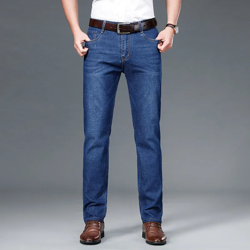 JEAN2026 Autumn/Winter New Men's Casual Pants, High-Quality Business Formal Sportswear Jeans, Straight-Leg Stretch Long Pants