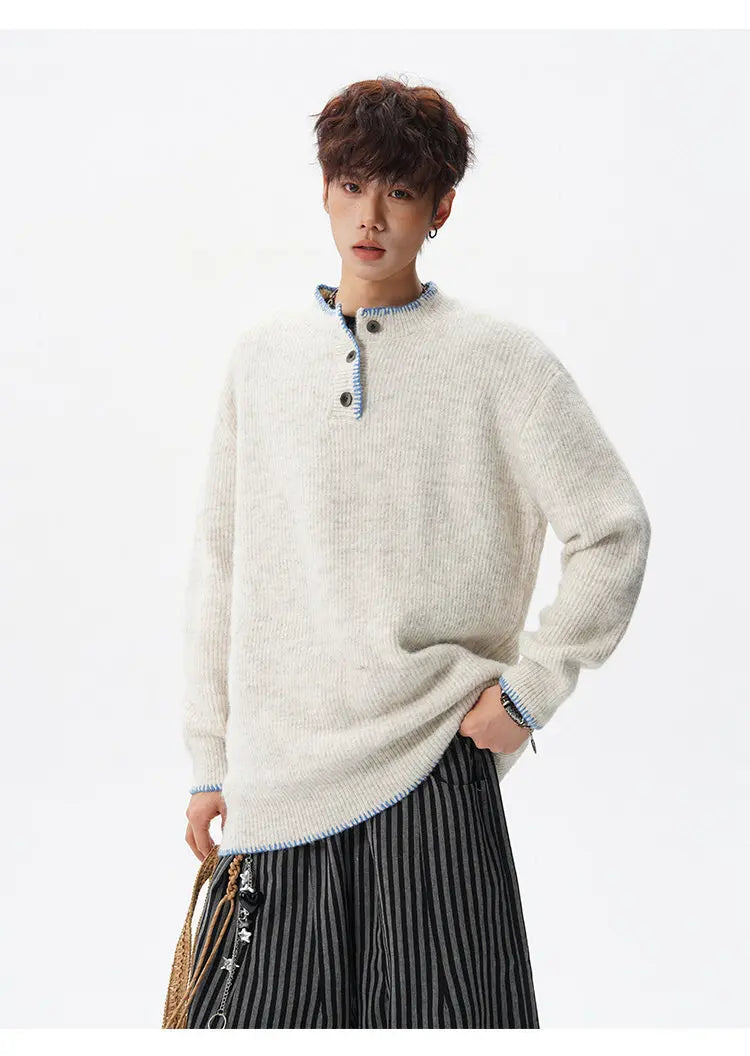Korean Button Knit Pullover