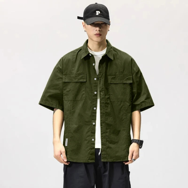 Workwear Short-Sleeved Shirt Men's New Short-Sleeved Slim Jacket Summer Men's Casual Jacket Senior Men's Student Shirt
