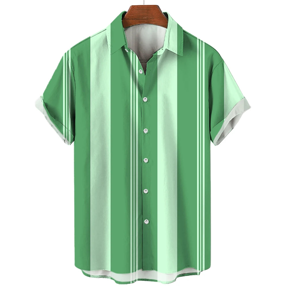 Striped Hawaiian Casual Shirt Men