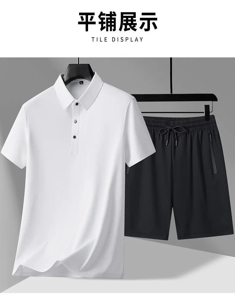 polo Shirts + shorts 2024 summer new style fashion Sportswear Men's Casual Sets Male Fashion shirts and shorts full size M-4XL