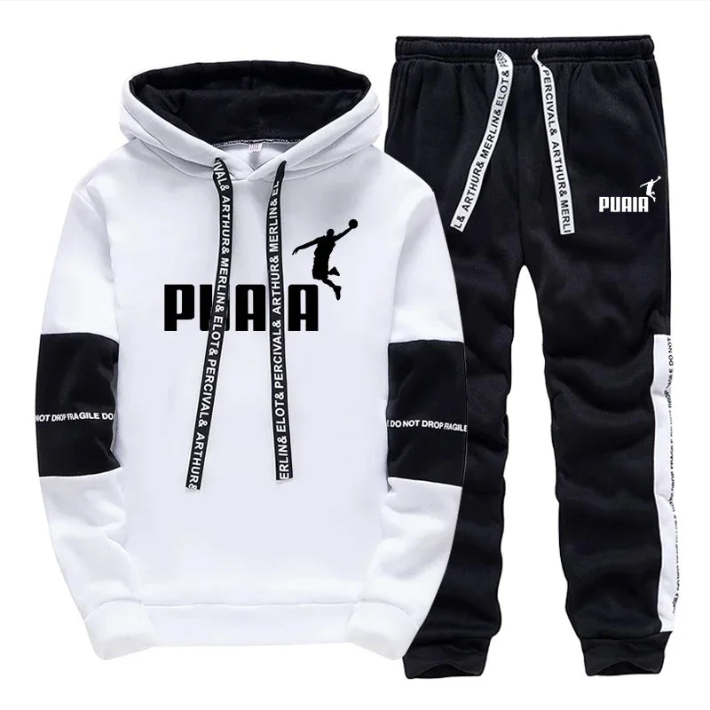 Printed Casual Tracksuit Hoodie Set