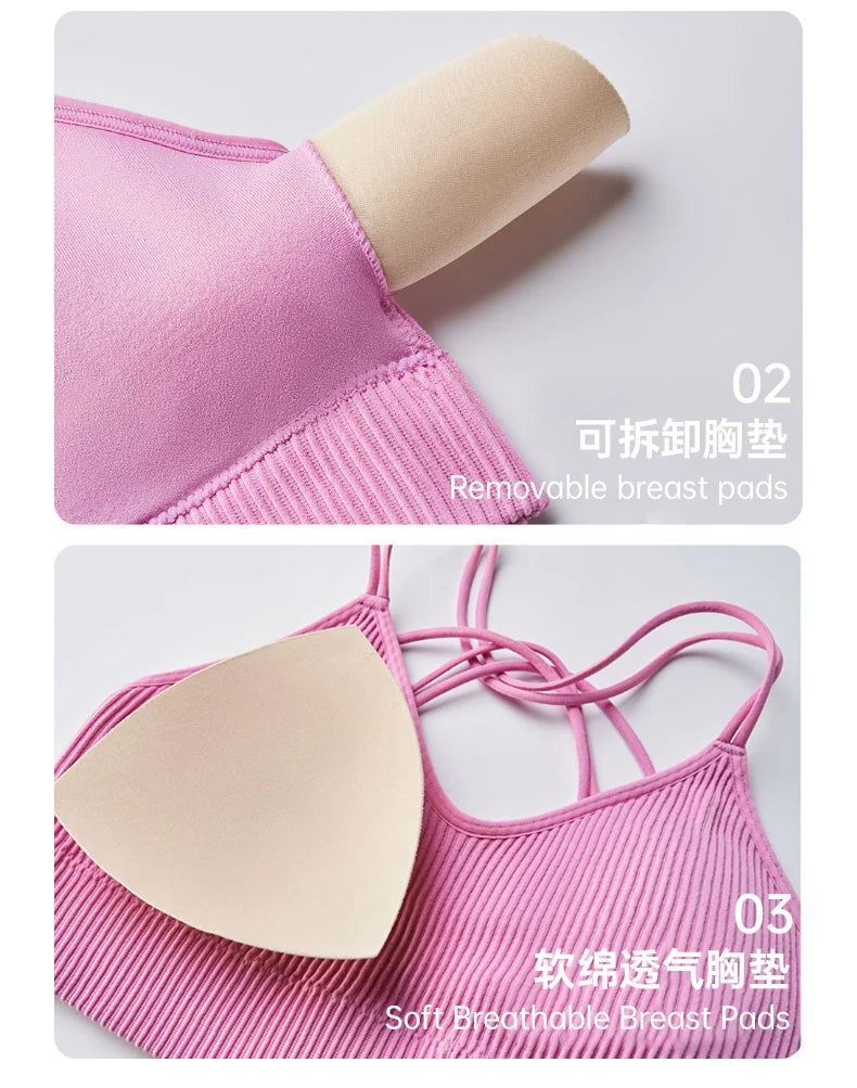 Women's Sports Bra Shock-proof Push-up Beautiful Back Cross Fitness Vest Top Gym Clothing Yoga Vest Running Sexy Fitness Bra
