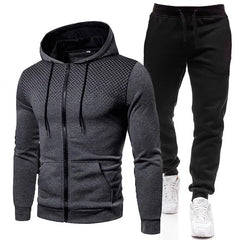 Men tracksuit zipper hood multi-pocket and protective pants casual jogging tracksuit fall/winter 2-piece setLarge size S-3XL