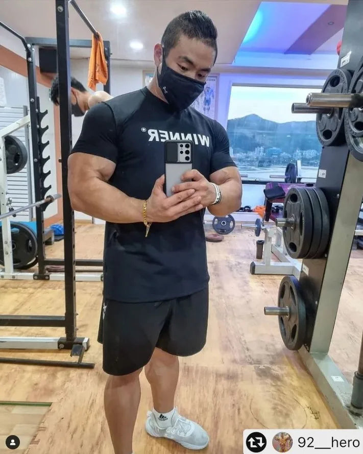 Men Muscle Shirt Slim Fit Bodybuilding Tshirt Men Workout Fitness Shirts Top Tees
