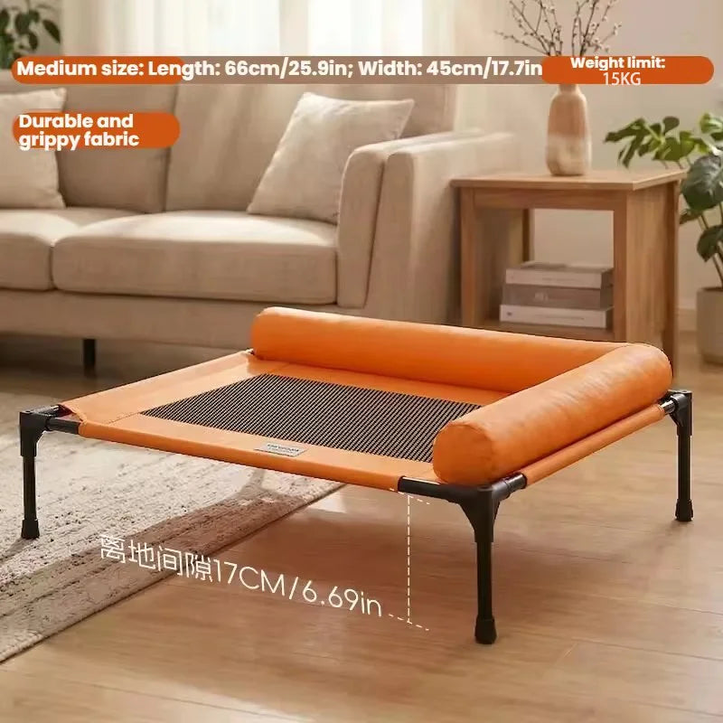 Pet Furniture Mesh Elevated Dog Beds Breathable Removable Raised Dog Bed With Soft Pillow Outdoor Dog Cat Bed Patio Sunbathing
