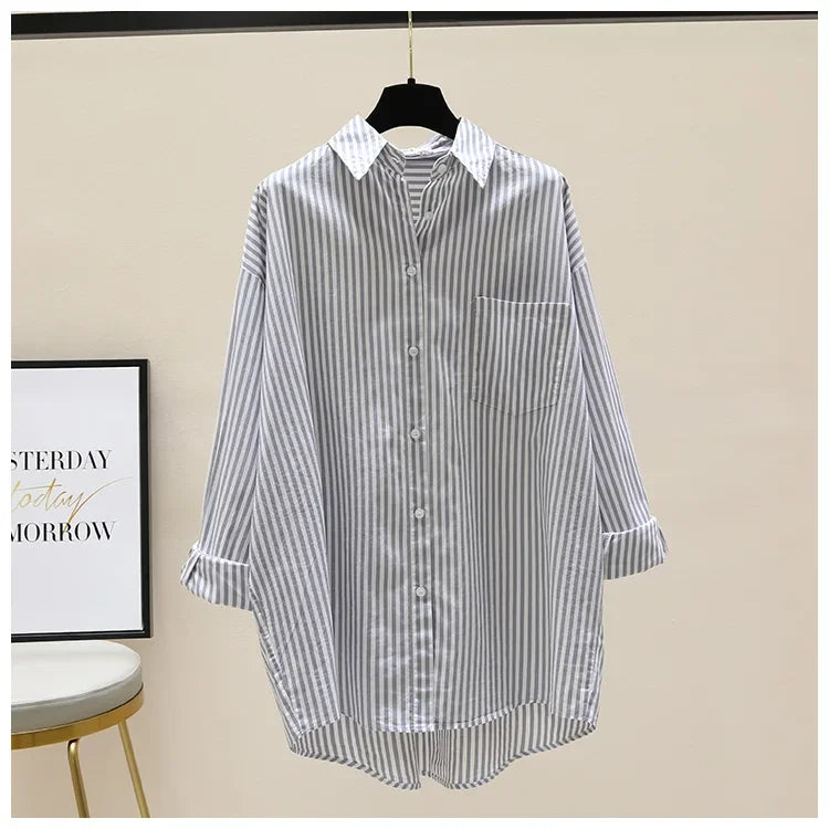 Striped Loose Office Shirt Women