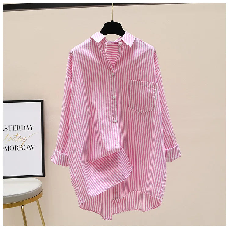Striped Loose Office Shirt Women