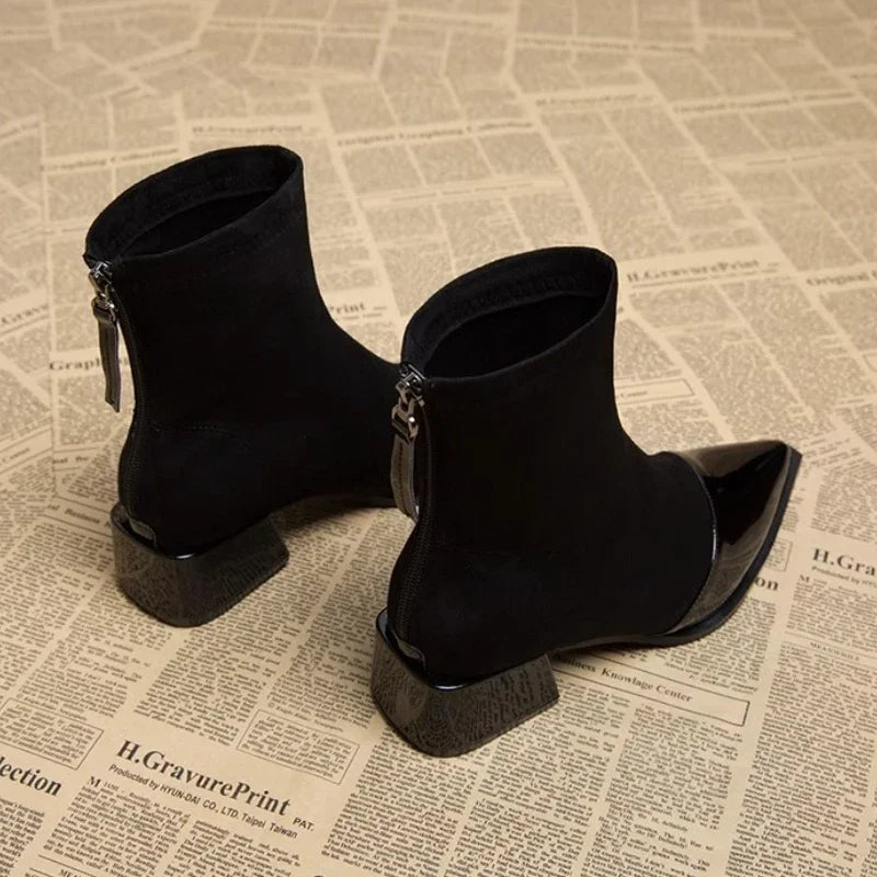 Pointed Mid Calf Chelsea Heels