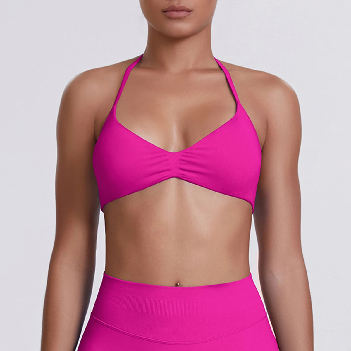 Sport Bra Strappy Bra Top Women High Support Thin Strap Halter Sport Seamless Bras Scrunch Workout Yoga Tank