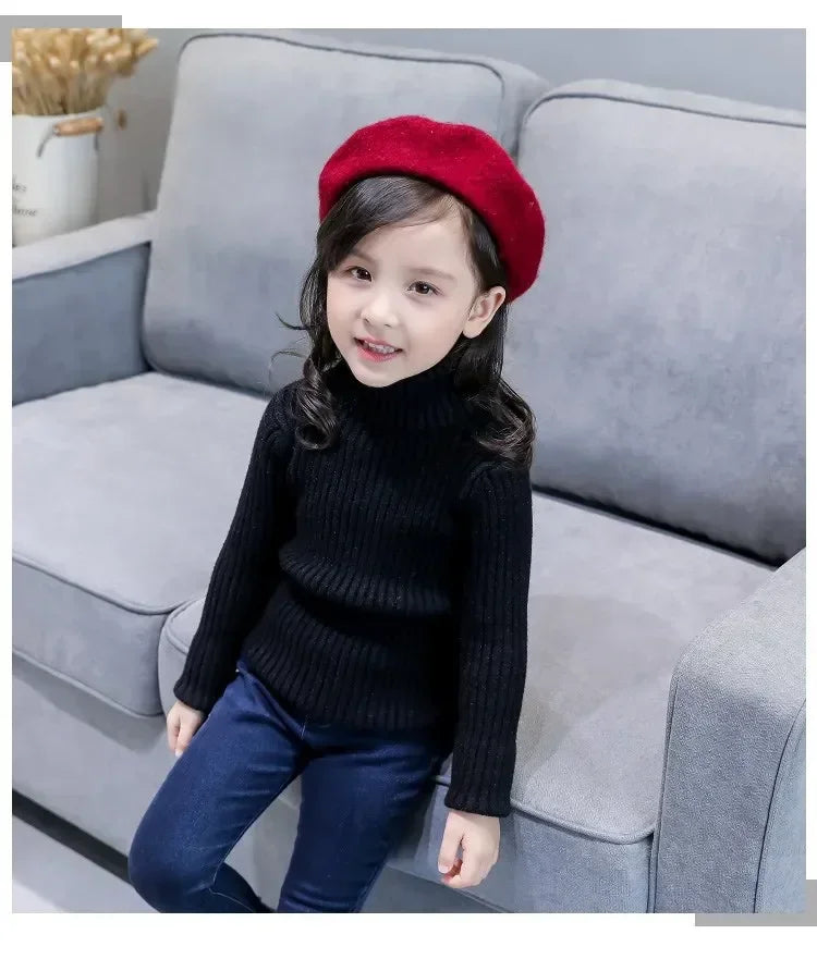 New Sweater Kids Sweaters Autumn Girls Turtleneck Sweaters 1-9Yrs Baby Boys Pullover Winter Knitted Bottoming Boys Sweaters