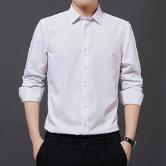 Stretch Solid Business Shirt Men