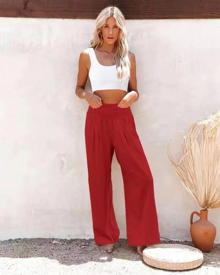 Drawstring Beach Wide Leg Pants