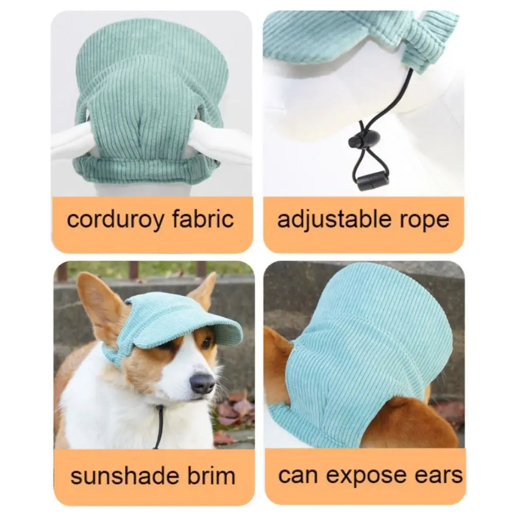 Pet Accessories Adjustable Dog Baseball Cap Breathable Soft Pet Sun Hat with Ear Holes Cat Sunscreen Hat Outdoor