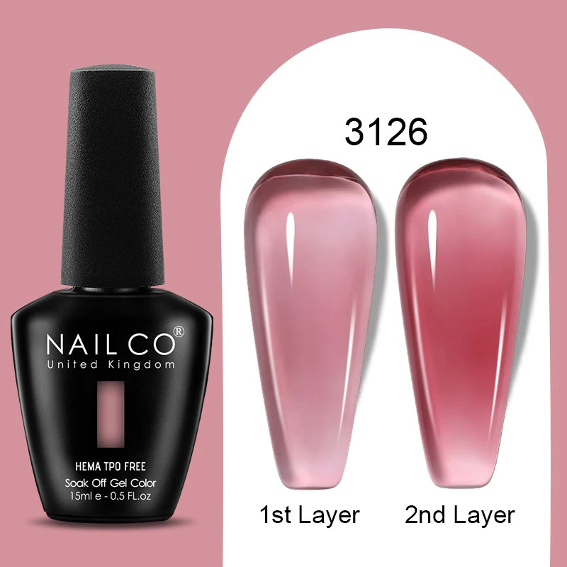 NAILCO 15ml Colorful Jelly Gel Nail Polish Gorgeous Color HEMA TPO FREE Soak Off UV LED Semi Permanent Long Wear Gel Varnish