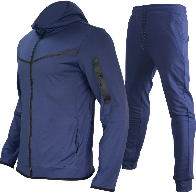 Luxury Brand Men Tracksuits 2-piece Set Black Sports Suit Tracksuits Jogging Men's Clothing Sweatpants Zip Sweatshirts Techwear