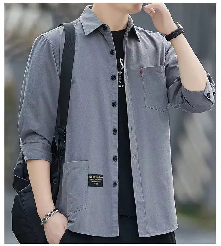 Summer Casual Solid Shirt Men