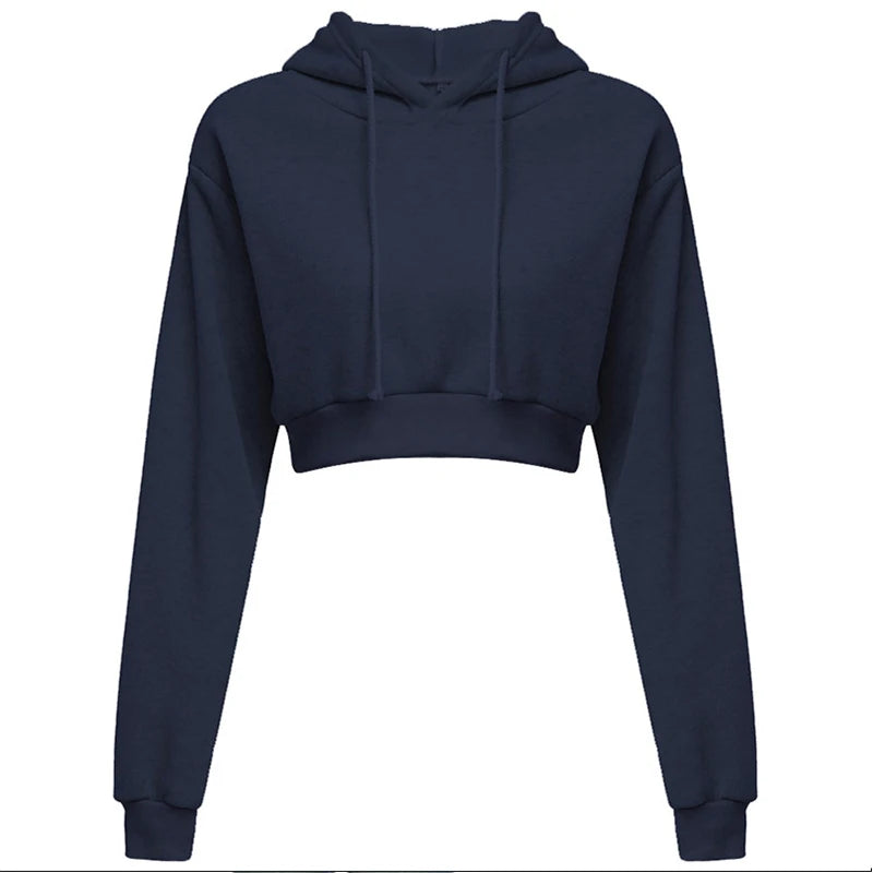 Cropped Hooded Pullover Sweatshirt Women