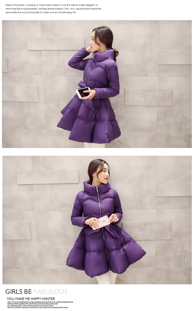 2023 New Fashion Winter Coats Women Warm Outerwea Cotton Padded Jackets Womens Clothing Belt Zipper Parkas Femme A-word Jacket