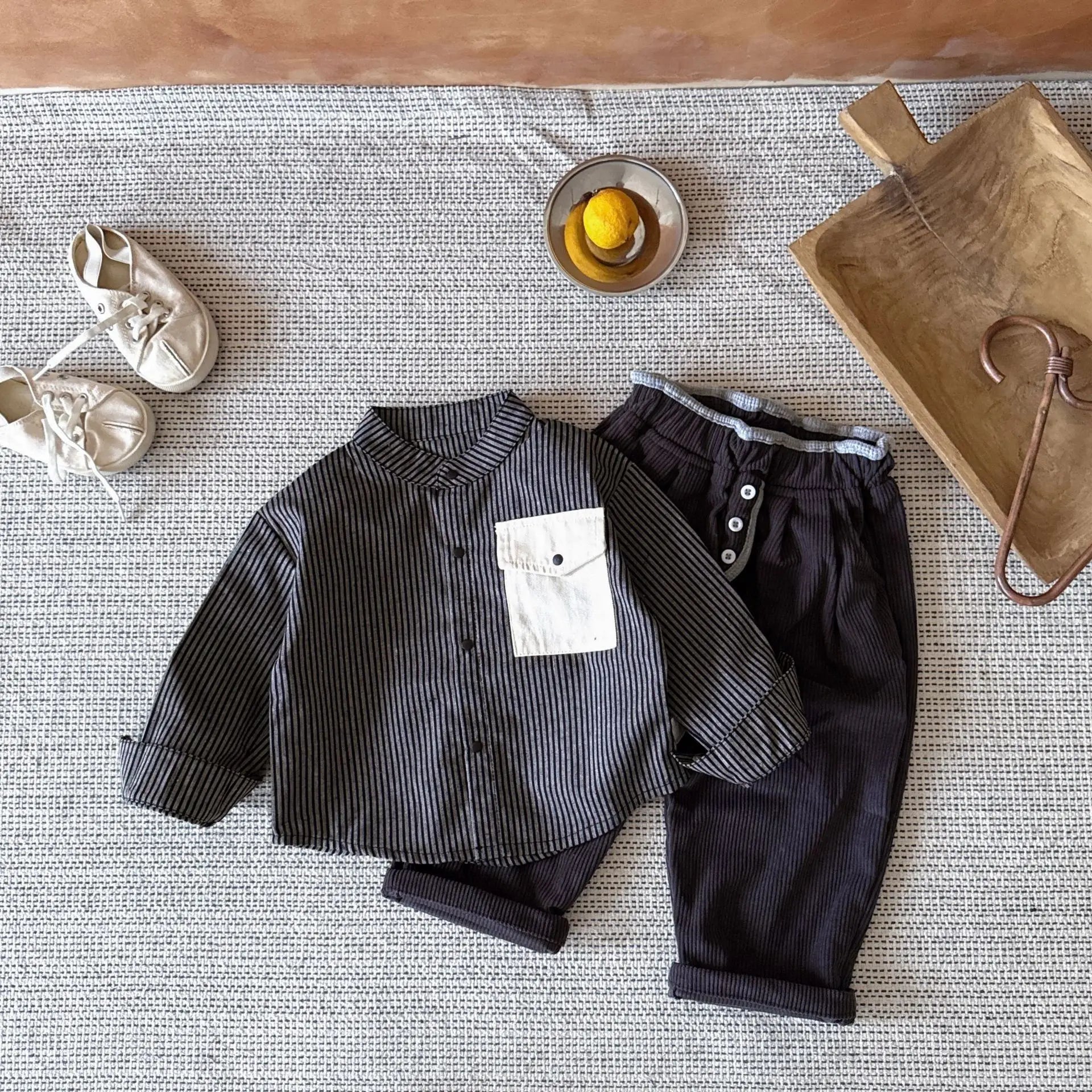 Striped Pocket Baby Long Shirt