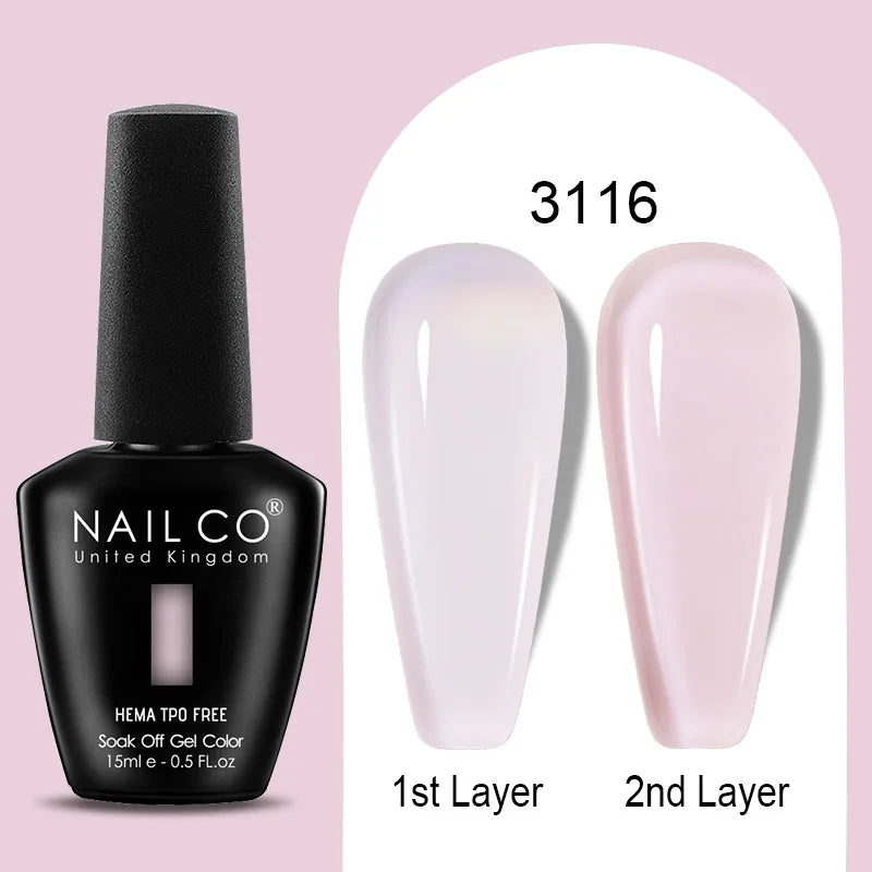 NAILCO 15ml Colorful Jelly Gel Nail Polish Gorgeous Color HEMA TPO FREE Soak Off UV LED Semi Permanent Long Wear Gel Varnish