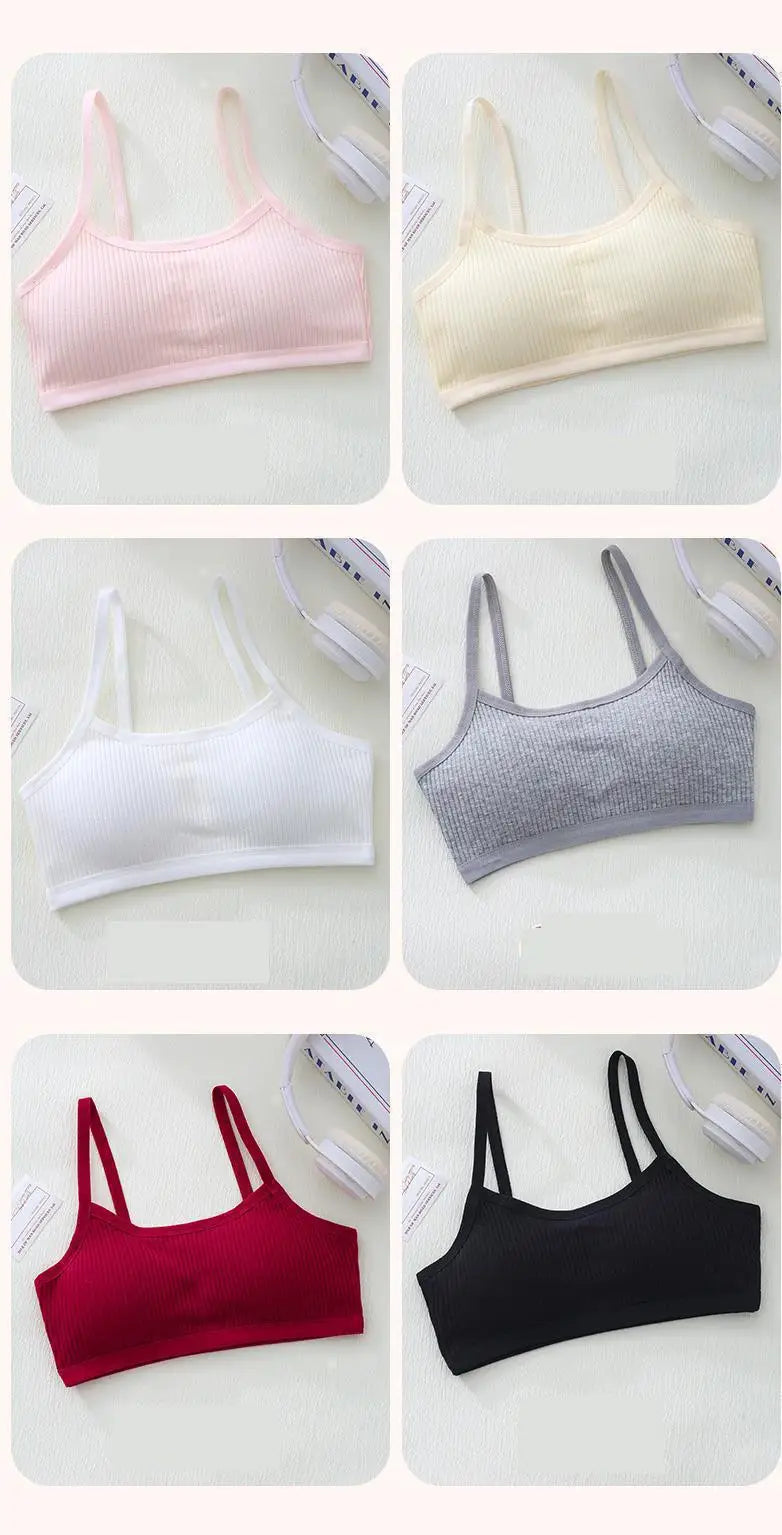 1PC Cotton Teenagers Girls Training Bras Solid Developmental Girls Sports Bras Soft Brassiere Kids Tank Tops Children Underwears
