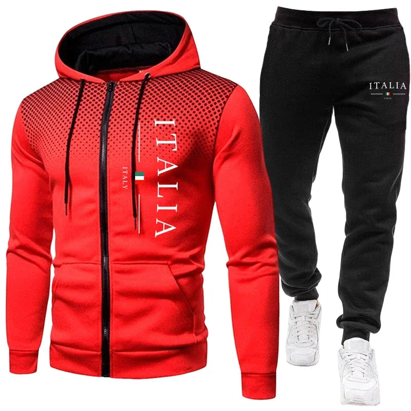 Autumn Winter Popular Men's Tracksuit Zipper Hoodie and Sweatpants Urban Casual Sporty Jogging Suit Male Daily Training Outfits