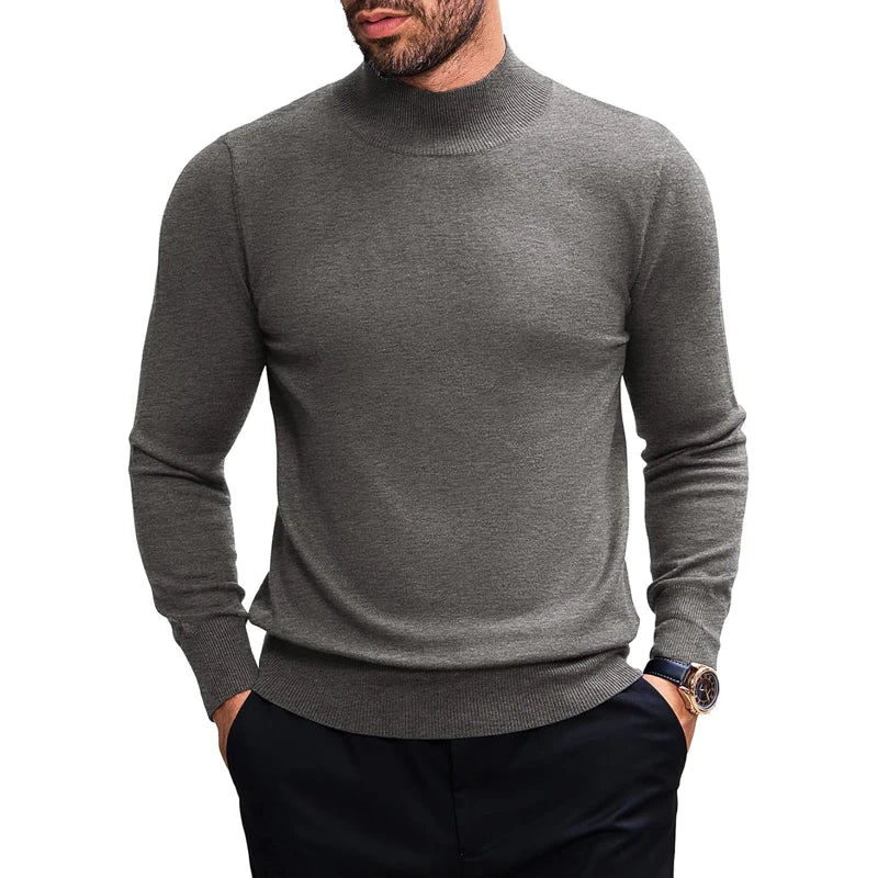 Stretch Mock Neck Knit Sweater