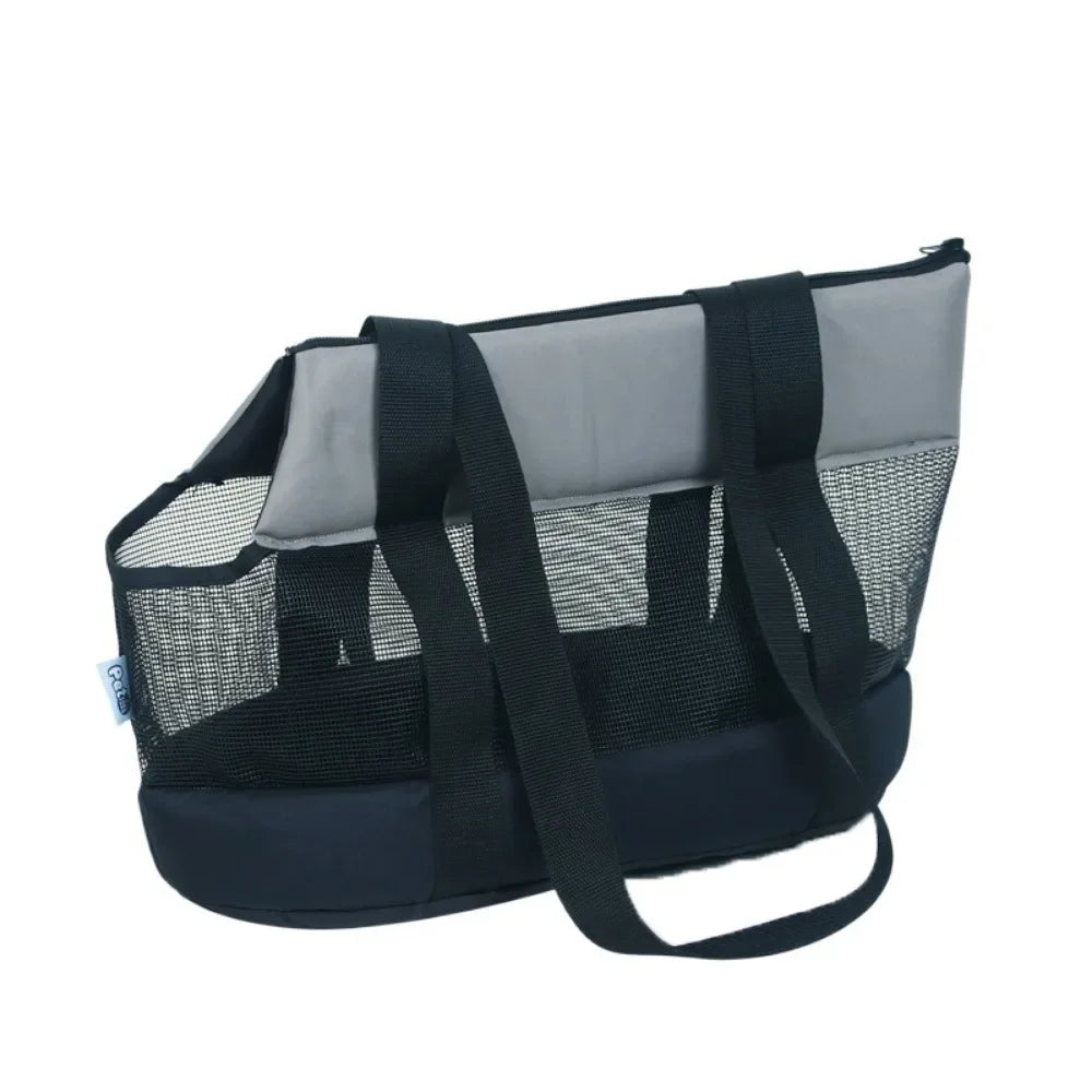Practical Oxford Cloth Pet Carrier Black Foldable Pet Bag Breathable Lightweight Pet Backpack Hiking Trip