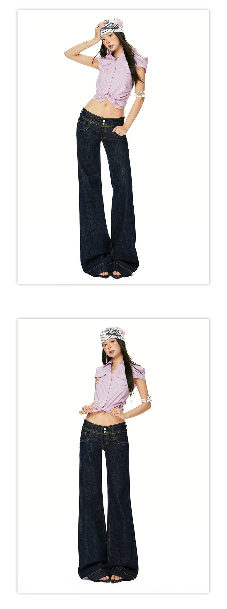 Women Vintage Blue Jeans Hip Hop Fashion Streetwear Y2K Wide Leg Straight Low Waist Jeans Baggy Denim Pants