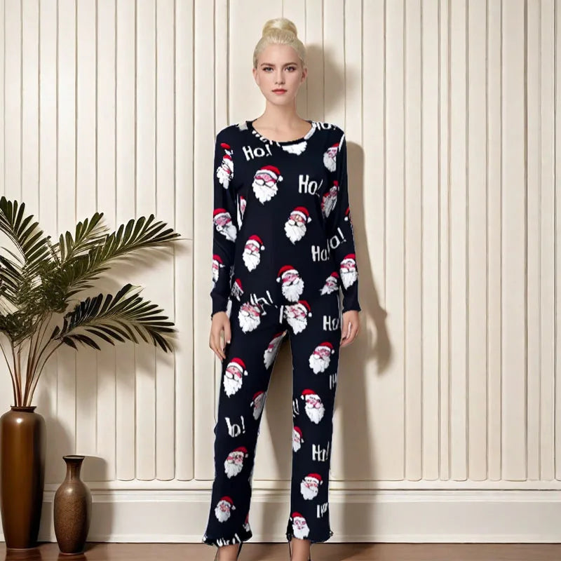 Santa Print Winter Pajama Set