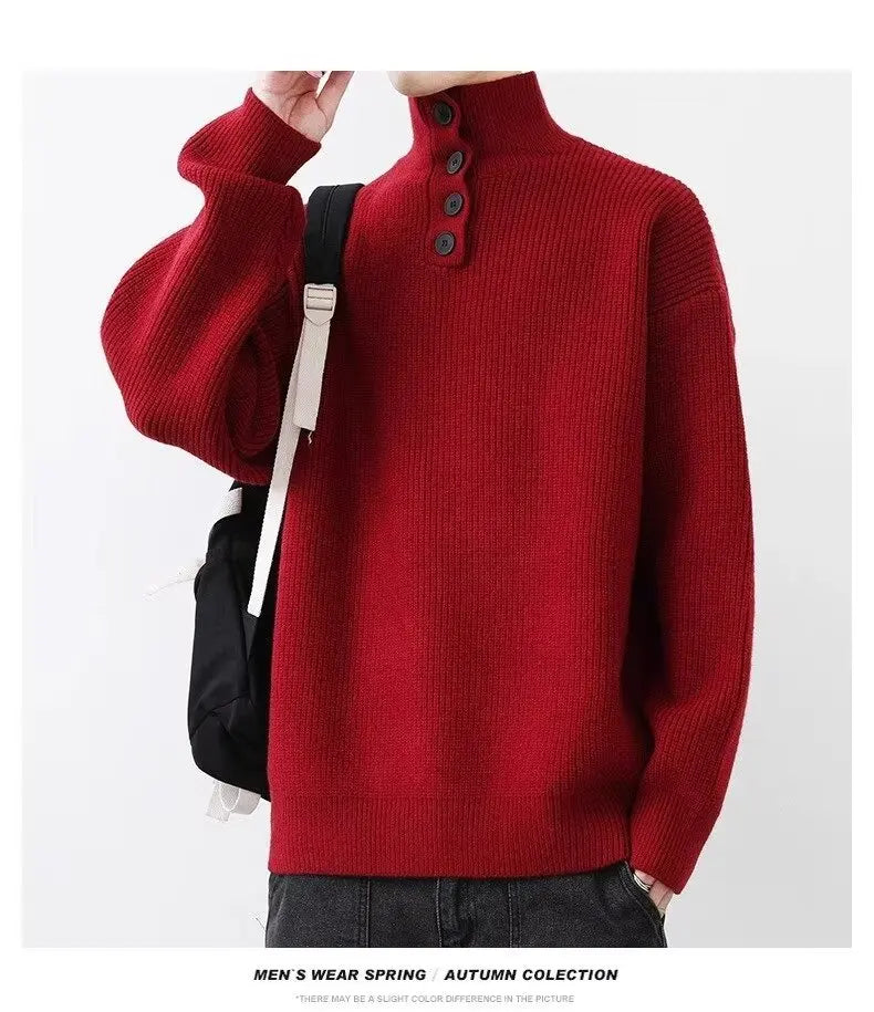 Sweater Men's Winter Turtleneck Base Layer Warm Thickened Wool Pullovers