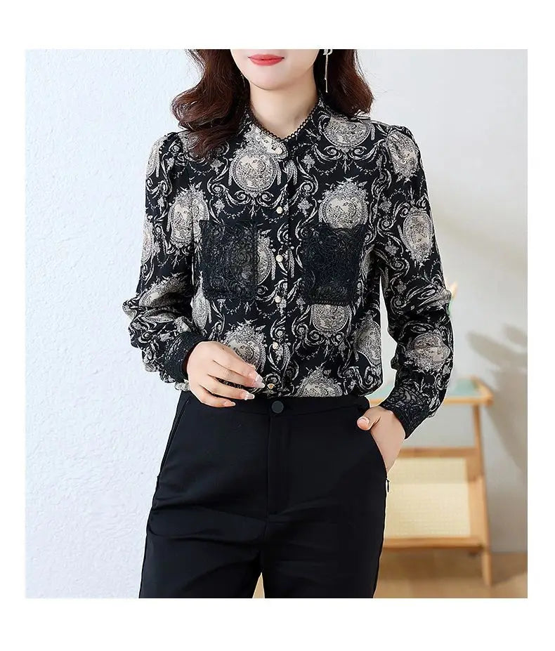 Printed Satin Commuter Shirt Women