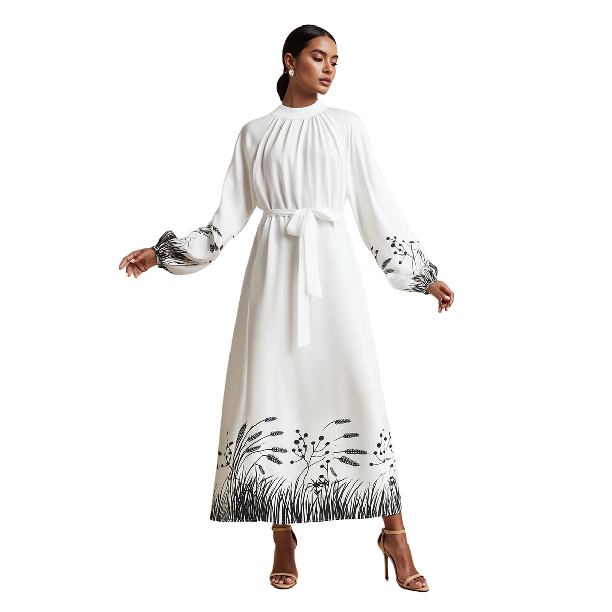 Floral Velvet Abaya Maxi Dress