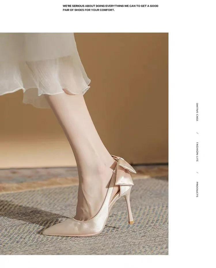 Wedding Heels Women Luxury Brand Design String Bead Pearls High Heels Ladies Sexy Elegant Pointed Toe White Black Pumps