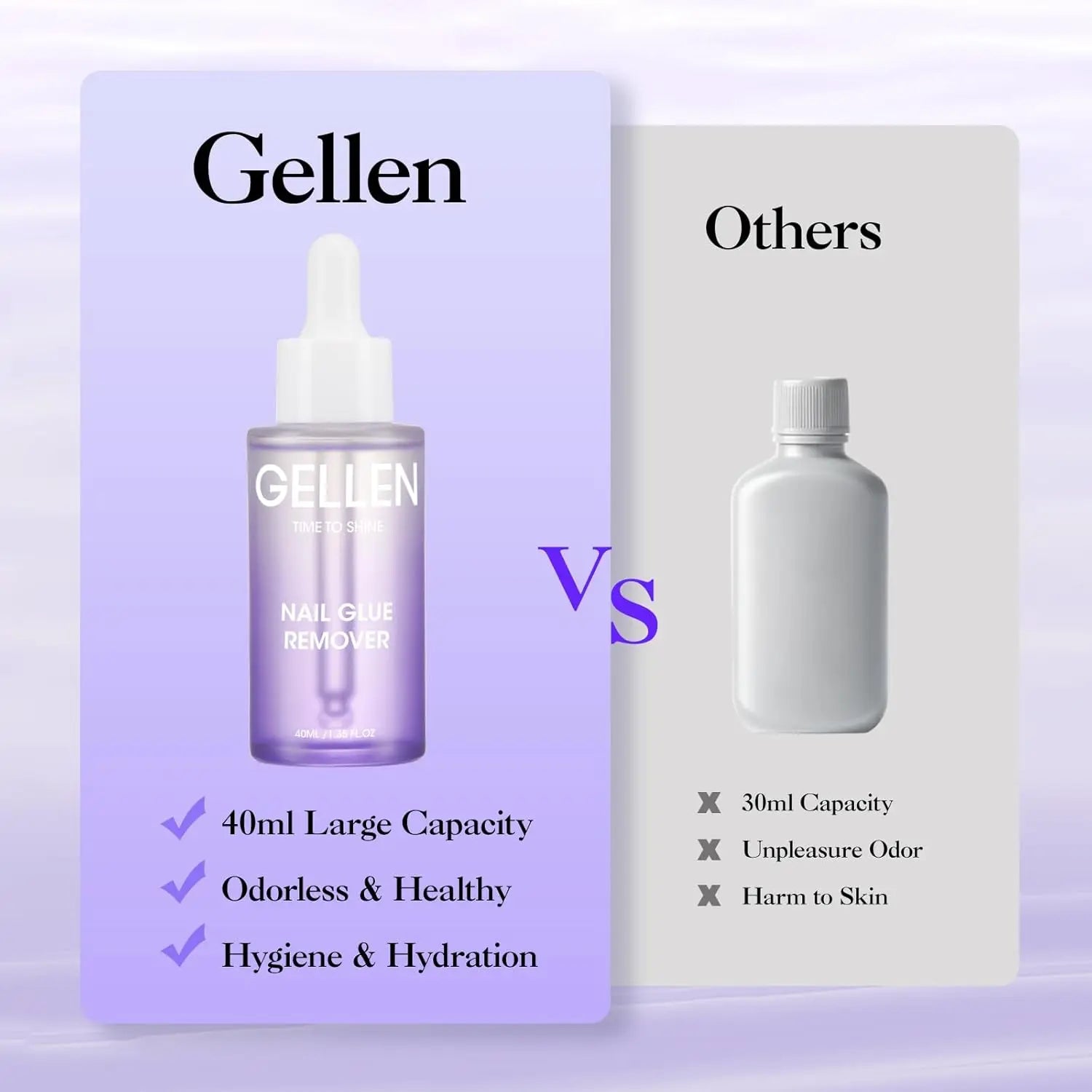 Nail Glue Remover 40ML for Press on Nails False Tips Non Acetone Gentle Nail Care Remover Supplies Solution Manicure Supply