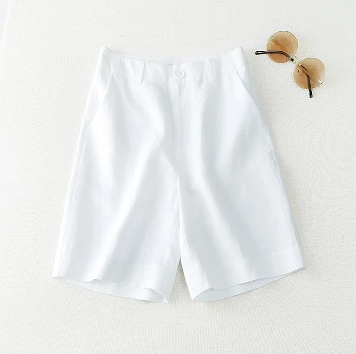 Women's Shorts Linen Half Knee Length Mid Wide Female Short Pants Bermuda Offer Aesthetic Hot Streetwear Korean Style For Summer