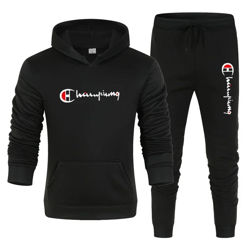 Men's 2 Piece Tracksuit Hooded Sweatshirt Sweatpants Casual Jogger Sportswear Streetwear Sets Male Sports Suits Outfit Clothing