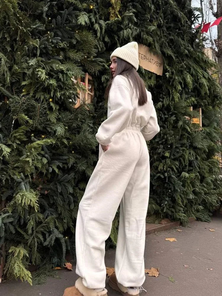 Jumpsuit Women 2026 New Fashionable Long Sleeved Jumpsuit for Women's Casual Half Open Collar Elastic Waist Jumpsuit