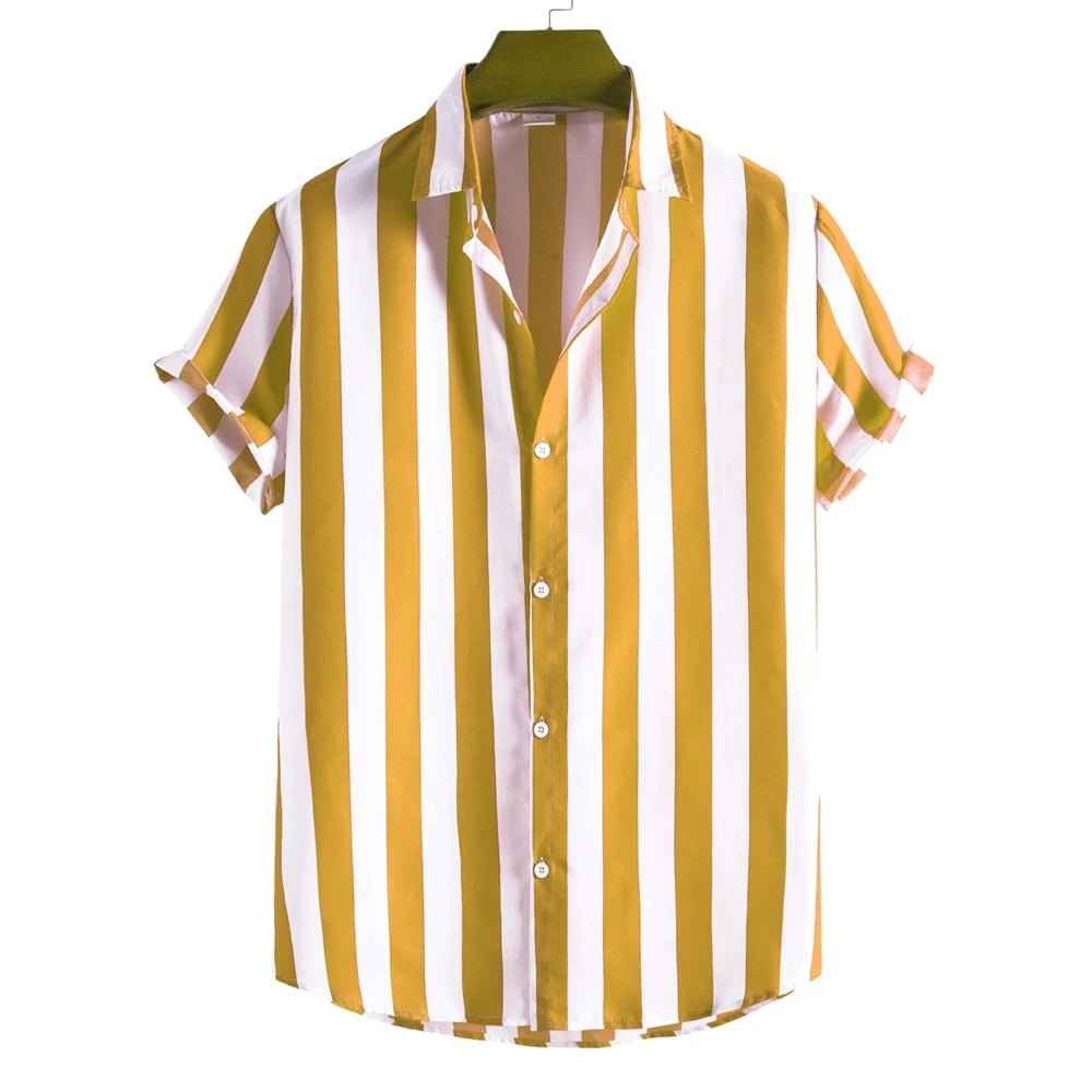 Striped Hawaiian Casual Shirt Men