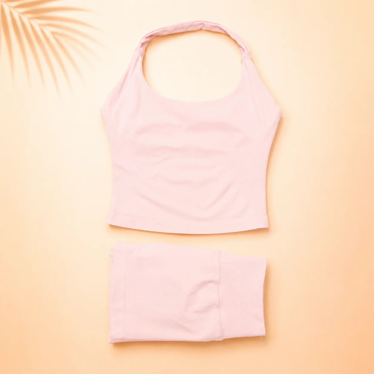Women Seamless Yoga Set Halter Sports Bra Scrunch Butt Shorts 2 Piece Gym Workout Fitness Activewear High Waist Athletic Outfit