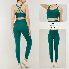 Women's Yoga Set Workout Set 2 Piece High Waist Yoga Leggings Sports Bra Gym Suit Activewear Sports Fitness Set Sports Suit