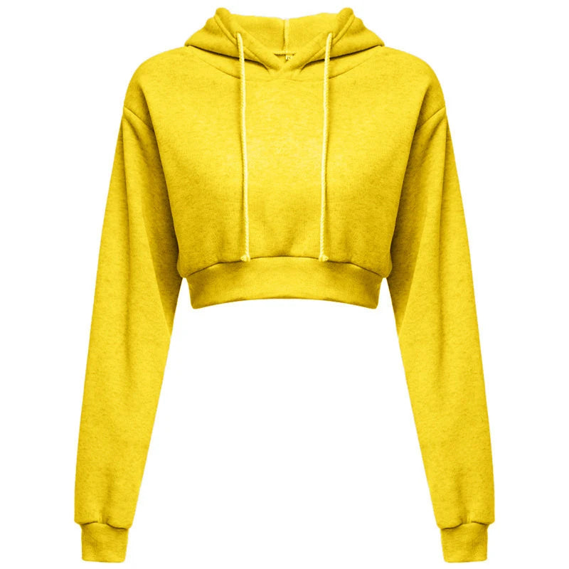 Cropped Hooded Pullover Sweatshirt Women