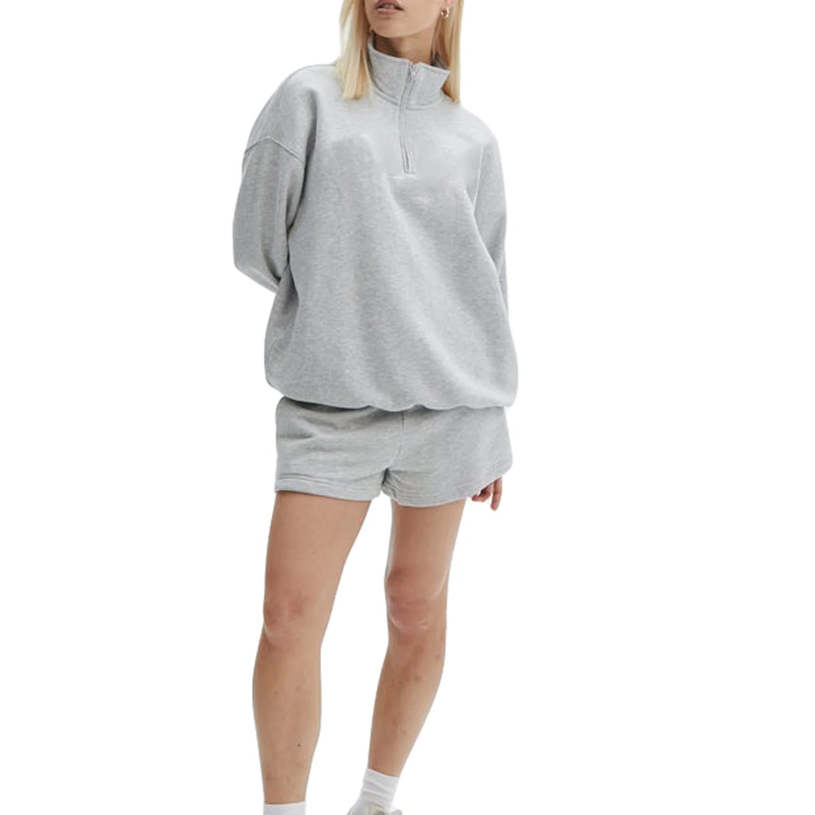 Velvet Zip Sweatshirt Shorts Set
