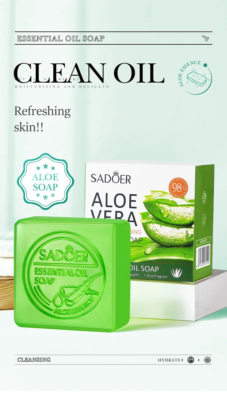 Aloe Vera Smooth Cleansing Natural Soap Cleansing Smooth Handmade Essential Oil Soap100g