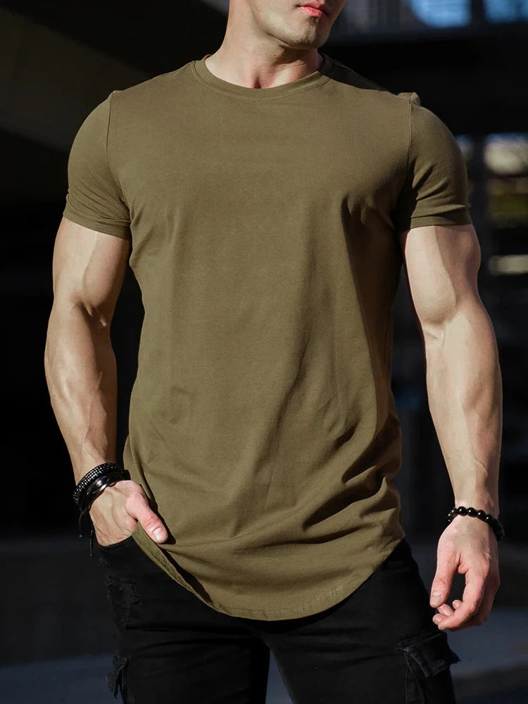 Muscle Fitness T-shirt Summer Men's T-shirts Workout short sleeve Tees Running cotton t-shirts Men Gym Sport Training Tops