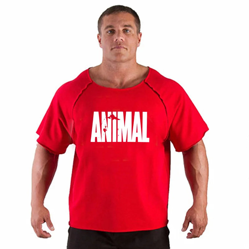Men's T Shirts Fitness Men Bodybuilding  Shirt Batwing Sleeve Rag shirt Gym Fitness Muscle Running T shirt
